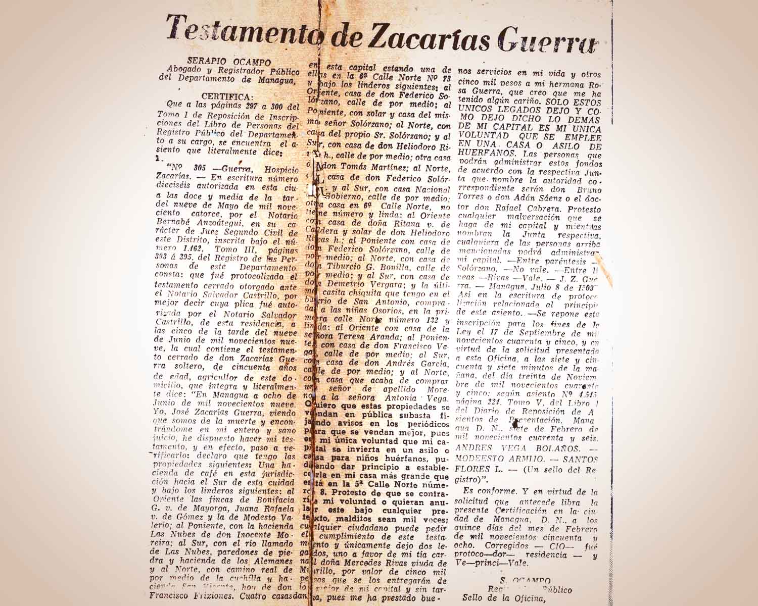 El legado inicial de ZACARIAS GUERRA